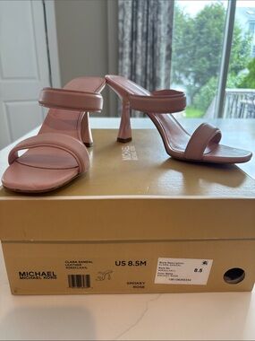 Michael Kors Smokey Rose Dual-Strap Leather Heeled Slide